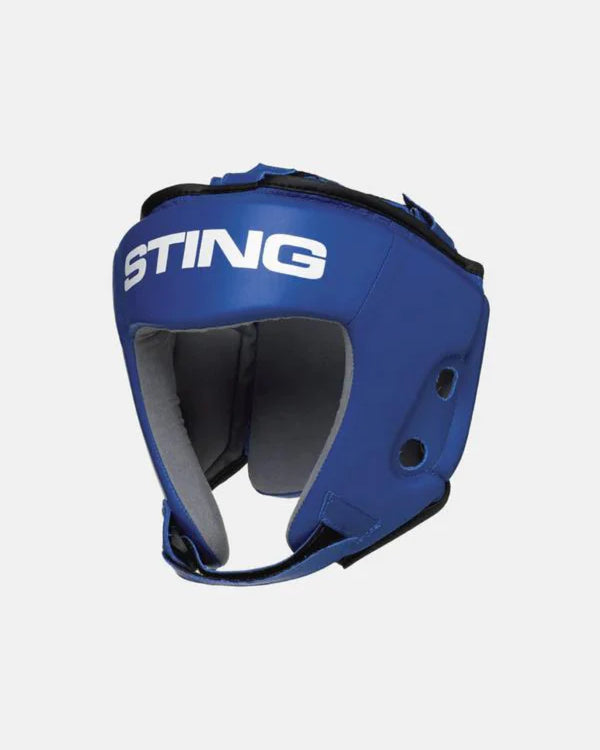 STING Competition approved open face head guard blue