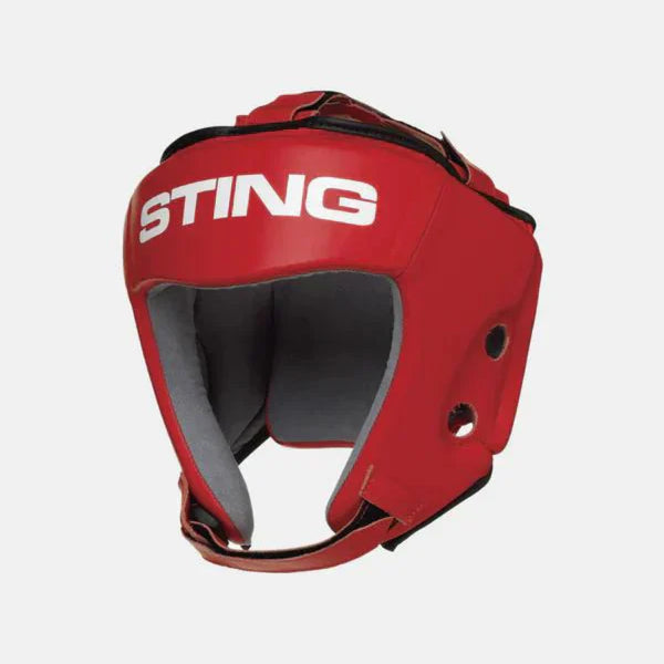 STING Competition approved open face head guard red