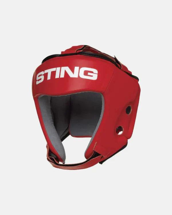 STING Competition approved open face head guard red