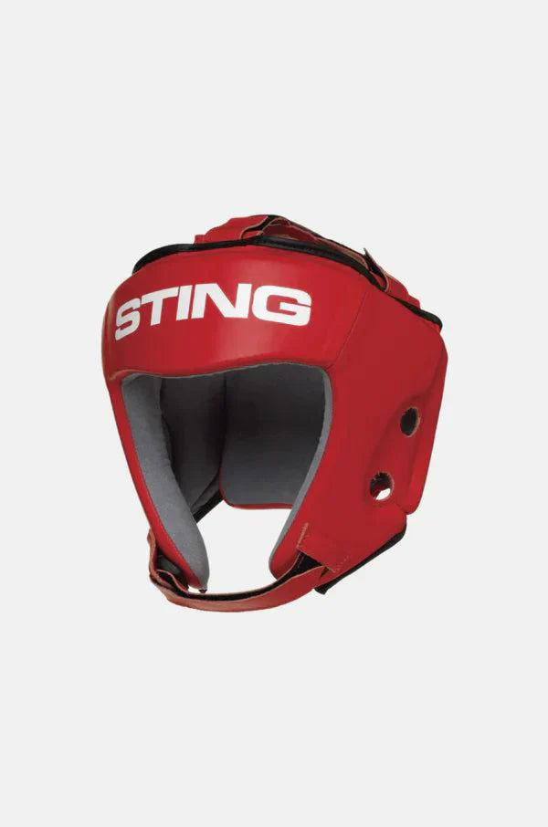 STING Competition approved open face head guard red