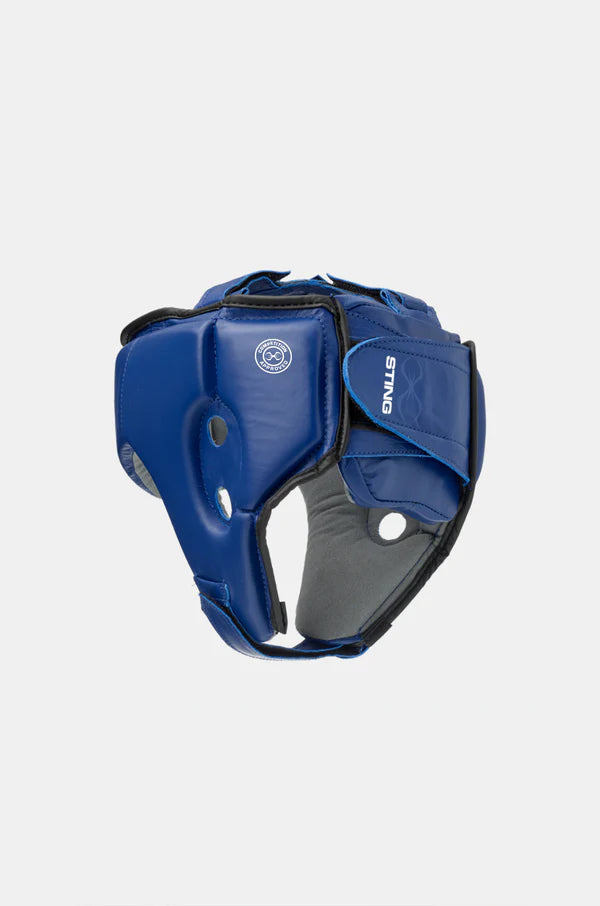 STING Competition approved open face head guard blue