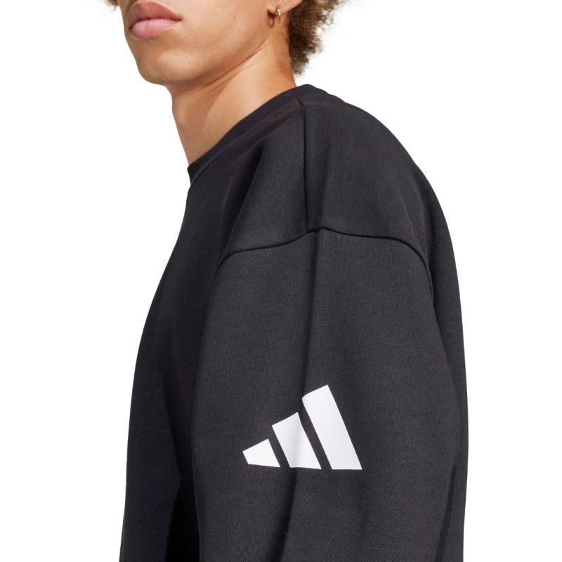 Men's adidas Essentials Loose Fit 3 Bar Logo Sweatshirt Black JF3542