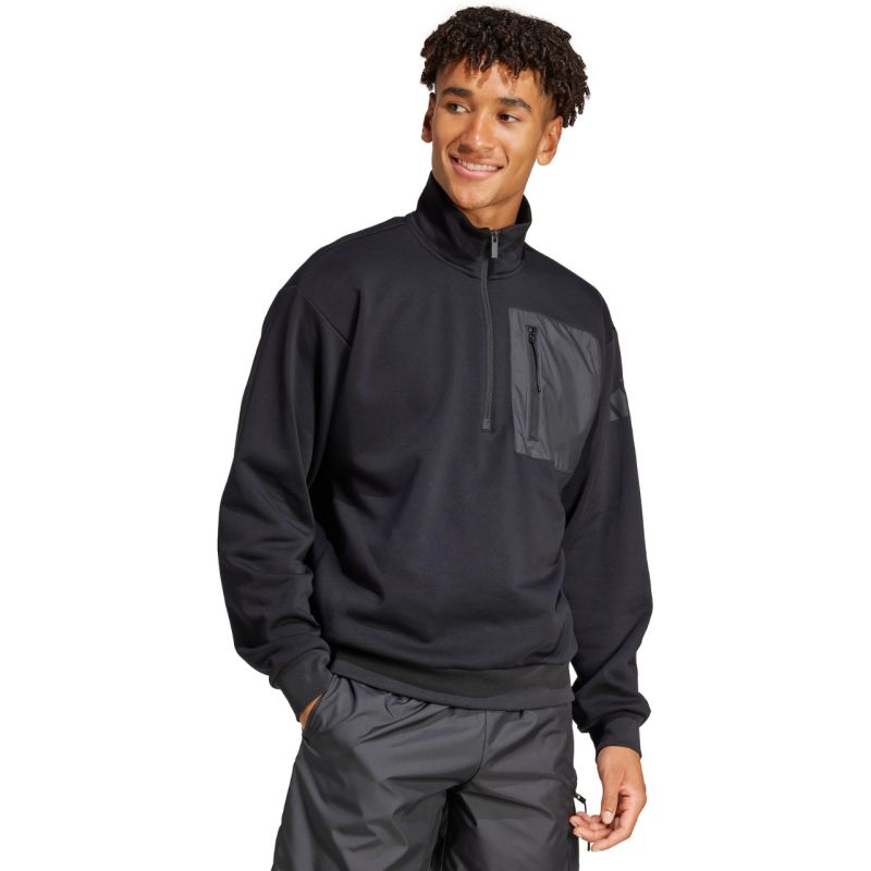 Men's adidas City Escape Fleece Half-Zip GD Sweatshirt Black JF3290