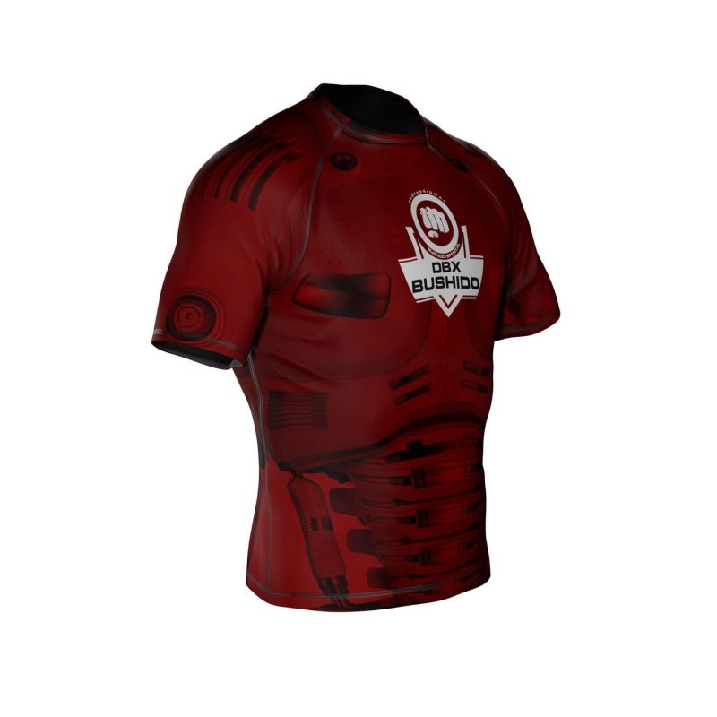 The "Cyborg" compression Rashguard is made of DBX MORE DRY M material.