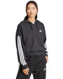Women's adidas Essentials 3-Stripes French Terry Quarter-Zip Hoodie Black JN1956