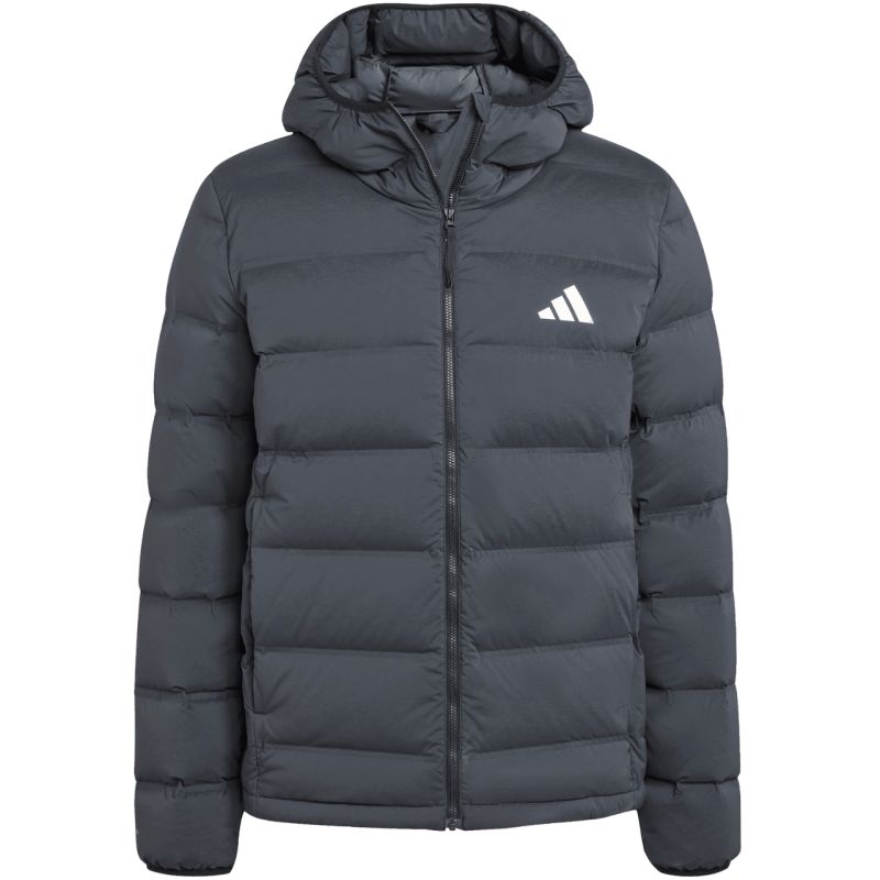 Men's adidas Helionic Climawarm Stretch Hooded Down Jacket Black JN2114