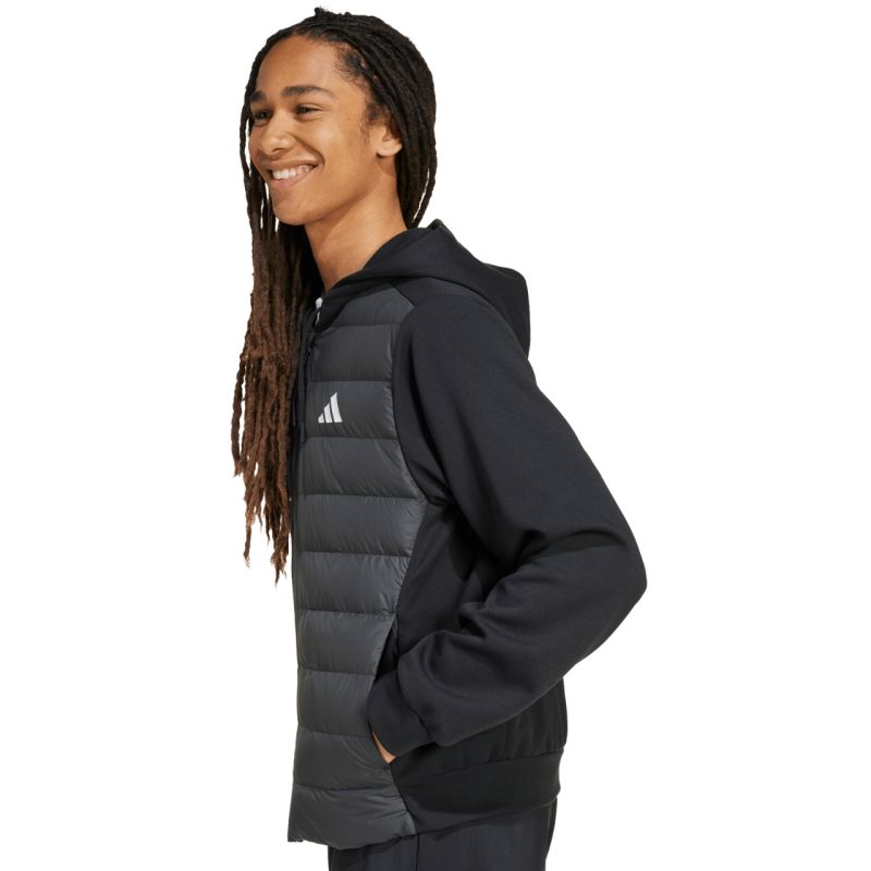 Men's adidas Essentials Climawarm Hybrid Down Hooded Jacket Black KA5251