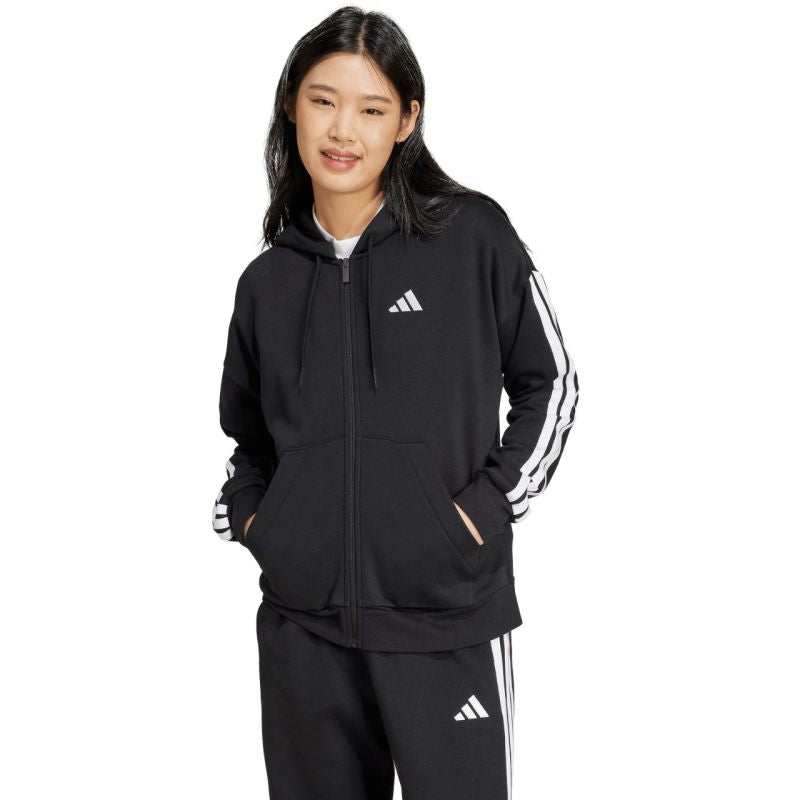Felpa con cappuccio adidas Essentials 3 Stripes Full Zipp W JE1283
