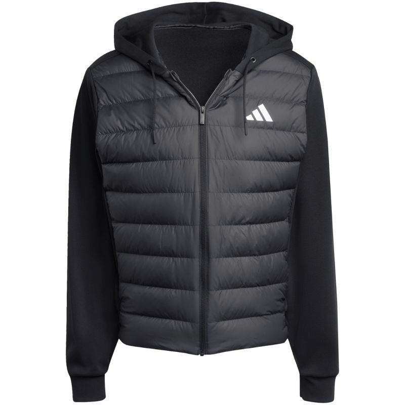Men's adidas Essentials Climawarm Hybrid Down Hooded Jacket Black KA5251